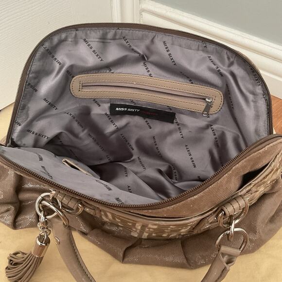 Miss Sixty Vintage Y2K Designer Handbag with Geometric Pattern Monogram Satchel - Picture 4 of 6